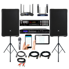 Cavs 205G Plus Professional Karaoke Player with Router, Tablet, Yamaha Powered 10" Speakers and Free Karaoke Music