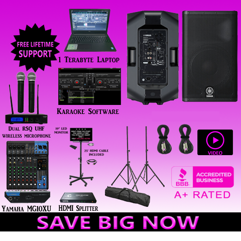 Laptop Karaoke System, Yamaha DXR10 MKII Powered Speakers, Karaoke System