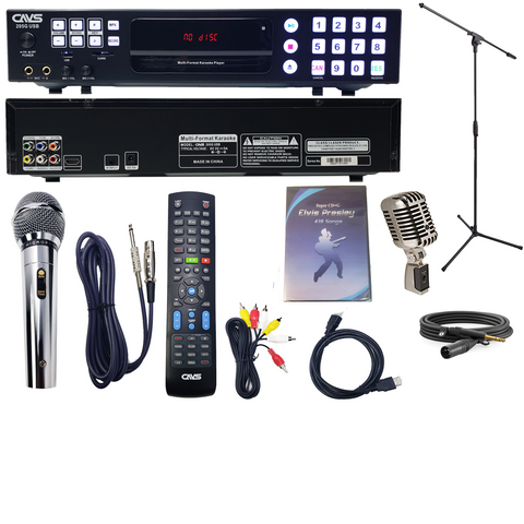 Elvis Presley Karaoke System Cavs 205g Karaoke Machine / Retro Mic and Tripod Mic Stand and Over 400 Elvis Presley Karaoke Songs and Classics 1900 Free songs