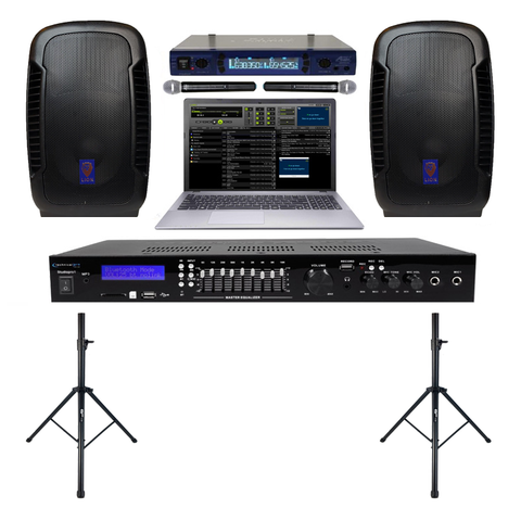 Professional Laptop Karaoke System with Recording and Bluetooth Powered Speakers