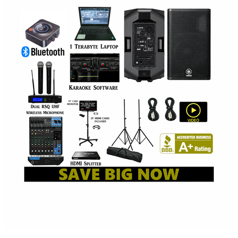 Professional Laptop Karaoke System, Yamaha DBR12 Powered Speakers, Karaoke System