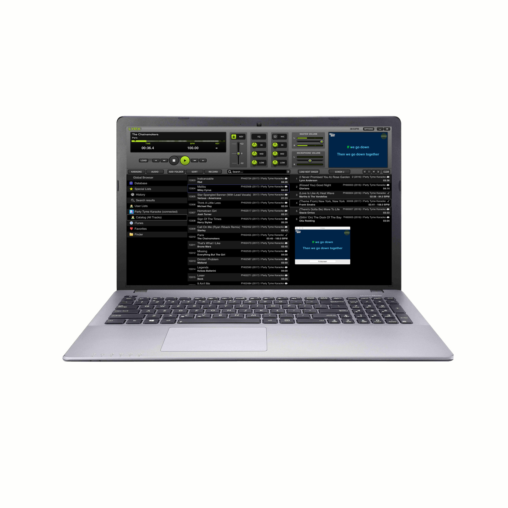 Karaoke Laptop with software and 1,000 Free Karaoke songs.