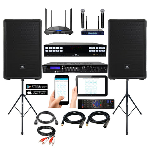 Musubi Professional Karaoke Player with Router, Tablet, JBL Powered 10" Speakers and Free Karaoke Music