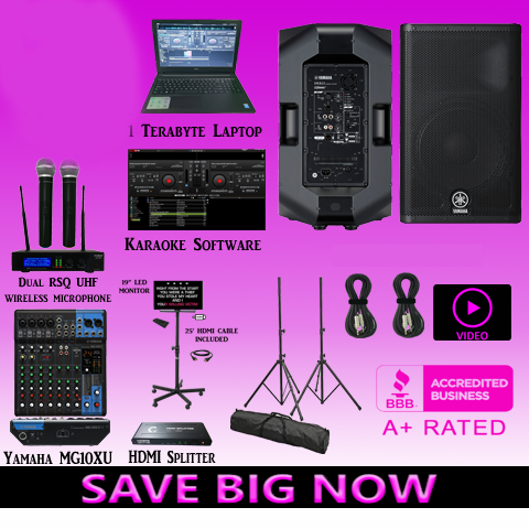 Laptop Karaoke System, Yamaha DBR10 Powered Speakers, Karaoke System
