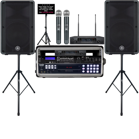 Professional Digital Karaoke System With Free Karaoke Songs and Yamaha DBR10 Speakers Bluetooth and Recording