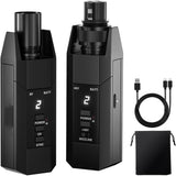 Black electronic wireless device with digital display and accessories on a white background
