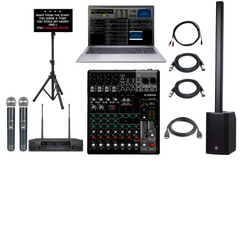 Laptop Karaoke System With Yorkville YXL Tower12 Column Bluetooth Speaker Yamaha MG10X UHF Wireless Microphones Free Karaoke Songs