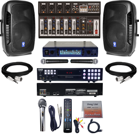 Vocopro DKPMIX Karaoke System Powered Speakers UHF Wireless Microphones Karaoke Machine