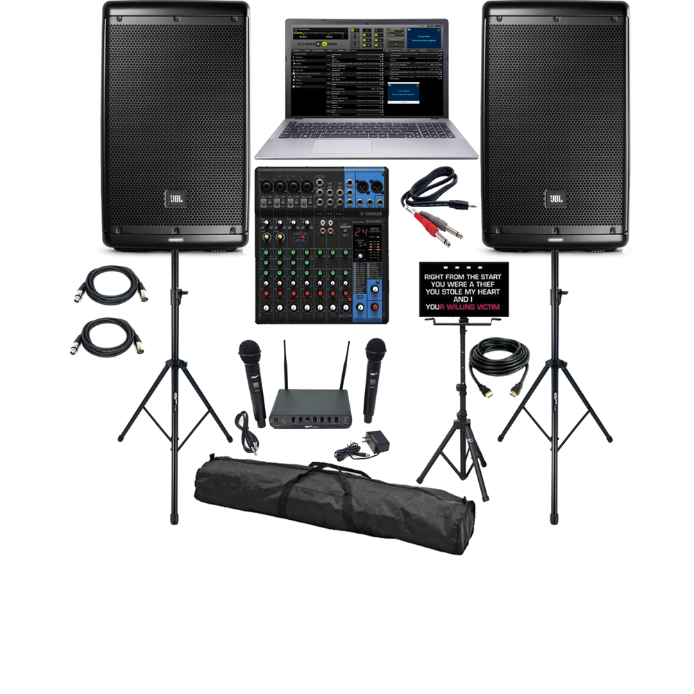 JBL Professional Karaoke System, Bluetooth, Mixer, Wireless Mics, Moni