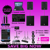 Professional Laptop Karaoke System with Yamaha DBR12 Powered Speakers 2000 Watts DXS12 Powered Subwoofers