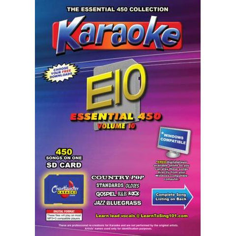 Chartbuster Essential 450 Karaoke Songs Vol 10 SD Card or USB CDG Music